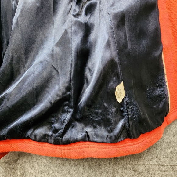J. Crew Pea Coat Women 4 Red Stadium Cloth by Nello Gori Gold Buttons FLAWS READ - Picture 5 of 14